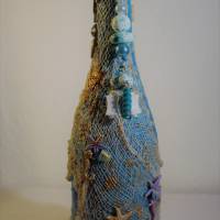 Dekoflasche STRANDZAUBER Upcycling-Gestaltung Flasche mit maritimen Elementen dekoriert zauberhaft als Geldgeschenk Bild 6