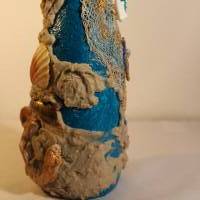 Dekoflasche STRANDZAUBER Upcycling-Gestaltung Flasche mit maritimen Elementen dekoriert zauberhaft als Geldgeschenk Bild 8