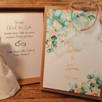 Personalisiertes Hochzeitgeschenk, Geldgeschenk mit Namen und Datum zur Hochzeit, Geschenkverpackung Brautpaar floral Bild 1