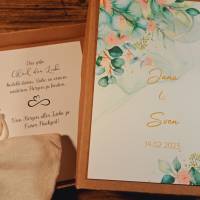 Personalisiertes Hochzeitgeschenk, Geldgeschenk mit Namen und Datum zur Hochzeit, Geschenkverpackung Brautpaar floral Bild 5