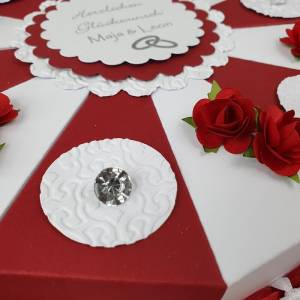 Schachteltorte RUBINHOCHZEIT oder DIAMANTENE HOCHZEIT in weiß-bordeaux Torte Geldgeschenk Hochzeit Bild 3