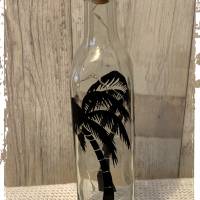 Flasche mit Beleuchtung/Lichterkette im Korken - Aufdruck "Palmen" Bild 3