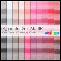Digipapier Set "AK DfE 02" Aquarell Blockstreifen schwarz, grau, altrosa, pink, rot zum ausdrucken, plotten und Bild 1