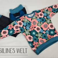 Florales Jeans Upcycling Set in 110 - Oversized Sweater und Hose Bild 1