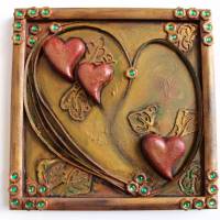 Acrylbild HERZSPIEL Collage Herz 3D-Gestaltung Herzbild  zu Valentinstag oder Muttertag Mixed Media Bild 7