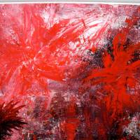 Acrylbild IM ROTEN FARNWALD Acrylmalerei Gemälde Wanddeko abstrakte Kunst Malerei abstraktes Bild rotes Gemälde Bild 1