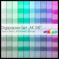 Digipapier Set "AK DfE 03" Aquarell Blockstreifen grün, türkis, blau, lila, pink zum drucken, plotten, basteln & Bild 1