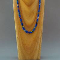 Halskette, Häkelkette bleistiftblau mit bunt, 46 cm, Perlenkette aus Rocailles gehäkelt, Glasperlenkette, Häkelschmuck Bild 5