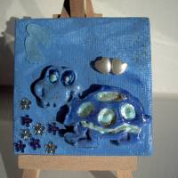 Minibild TURTLE BLAU Taufgeschenk für Jungen und Mädchen Geschenk zur Geburt Babyparty Minibild Acrylbild Schildkröte Bild 1