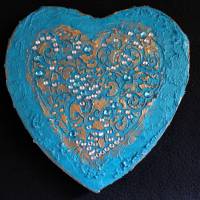 Acrylbild BAROCK IN TÜRKIS Herz Herzbild Valentinstag Geschenk Muttertag Acrylbild Collage Bild auf herzförmigem Keilrah Bild 1