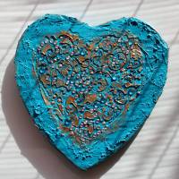 Acrylbild BAROCK IN TÜRKIS Herz Herzbild Valentinstag Geschenk Muttertag Acrylbild Collage Bild auf herzförmigem Keilrah Bild 9