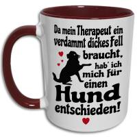 Lustige Hunde Tasse - Therapeut Hund dickes Fell Spruch - Hundebesitzer Geschenk Sprüche Kaffeebecher Bild 1