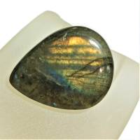 Ring mit 30 x 25 mm großem Labradorit Stein Tropfen poliert schimmernd als Geschenk für sie Bild 1