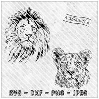 Bundle plotterdatei - Großkatzen - Löwin Löwe  - SVG - DXF - Datei - Mithstoff Bild 1