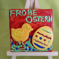 Minibild Collage  FROHE OSTERN  Küken und Osterei auf einem Minikeilrahmen Geschenk zu Ostern Osterdeko Bild 3