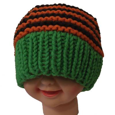 Mütze – Neongrün/Orange/Kakao