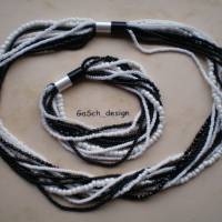 Set * Fädelkette und Armband * Strippenzieher in schwarz weiß Bild 1