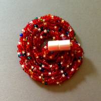 Halskette, Häkelkette rot mit Farbakzenten, 53 cm, Perlenkette aus Glasperlen gehäkelt, Rocailles, Häkelschmuck Bild 3