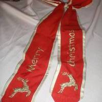 handgestickte Tiürschleife, rot gold, Weihnachten Bild 1