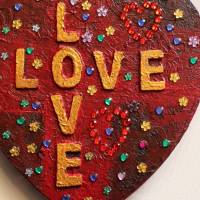 Herzbild LOVE LOVE Valentinstag Geschenk  zu Muttertag Acrylbild Collage Bild auf Keilrahmen Herz Liebeserklärung Bild 4