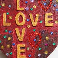 Herzbild LOVE LOVE Valentinstag Geschenk  zu Muttertag Acrylbild Collage Bild auf Keilrahmen Herz Liebeserklärung Bild 6