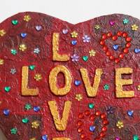 Herzbild LOVE LOVE Valentinstag Geschenk  zu Muttertag Acrylbild Collage Bild auf Keilrahmen Herz Liebeserklärung Bild 7