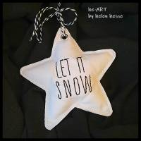 Deko-Weihnachtsstern "Let it snow" - aus Vintage-Baumwollstoff 60er Jahre - von he-ART by helen Bild 2