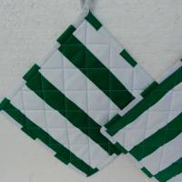 grün weiße Topflappen ,  gesteppte Topflappen Bild 7