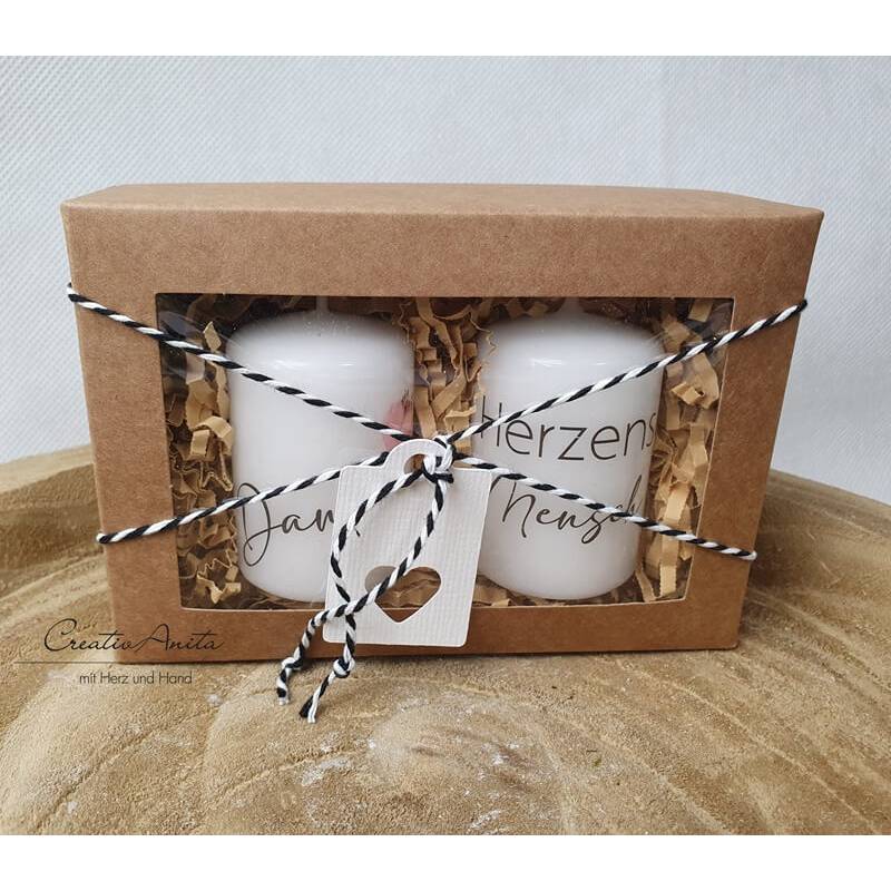 Handverziertes Kerzen-Set "STERN" in Geschenkbox Geschenk für beste Freundin 
