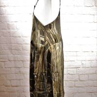 True Vintage 90er Jahre langes Latzkleid Magma Größe 36 38 Dunkelgrün Khaki Crazy Ausbrenner Hippie Kleid Bild 2