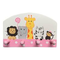 Kindergarderobe „Zootiere " weiß-rosa  Garderobe Kinderzimmer Bild 1