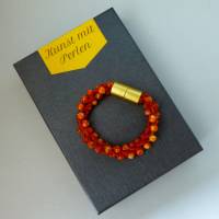 Armband, Häkelarmband orange, Länge 19 cm, Armband aus kleinen und größere Perlen gehäkelt Bild 1