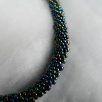 Kette *out*in* Irisierend Metallic  gehäkelte Halskette Perlenkette Glasperlen Rocailles Bild 1
