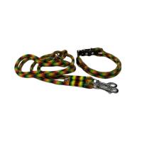 Leine Halsband Set verstellbar, grün, rot, orange, gelb, Edelstahl, Wunschlänge Bild 8