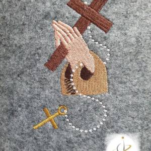 Gotteslobhülle 2023 Hände Kreuz personalisierbar Bild 2