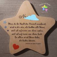 Erinnerung an Sternenkind, Geschenk für Sterneneltern, Stern aus Holz mit, Anstatt Trauerkarte, Geschenk zur Beerdigung Bild 1