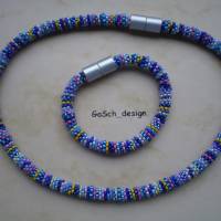 Häkelarmband, gehäkeltes Perlenarmband * Superblaues Sammelsurium Bild 3