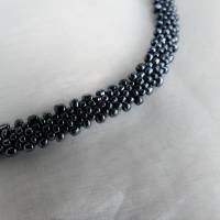 Kette  *out*in* anthrazit  gehäkelte Halskette Perlenkette Glasperlen Rocailles Bild 1