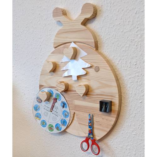 Holzmagnettafel für Kinderzimmer mit Rakete Motiv, inkl. 5x Holzmagnete, Magnettafel aus Holz