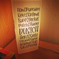 Glaslampe mit Spruch und personalisierten Daten Bild 3