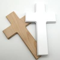 Taufkreuz / Kinderkreuz personalisiert "Regenbogen pfirsich" Wandkreuz aus Holz Bild 3