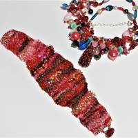 Armband rot orange rosa freeform Unikat handgefertigt Glas bunt peyote handmade Geschenk für sie Bild 8