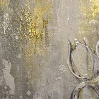 WEISSE ROSEN - elegantes Rosenbild auf 3,7cm dickem Galeriekeilrahmen 30cmx60cm, mit goldfarbigen Effekten und Glitter Bild 9