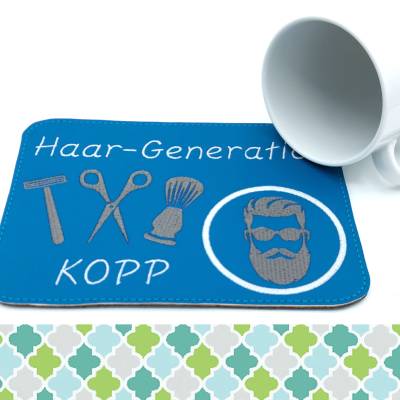 Mugrug, Tassenuntersetzer für Friseure, individualisierbar