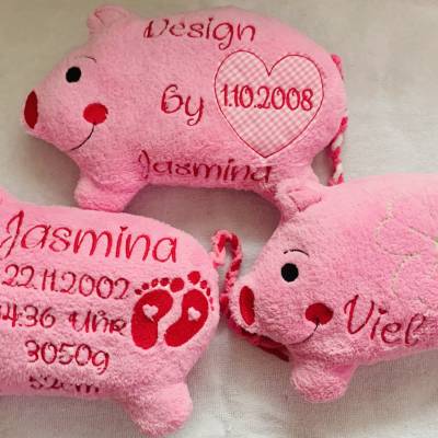 Stickdatei Schwein XXL In the Hoop Baby Herz Füsse 333