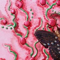 Collage RETRO-SCHMETTERLING Acrylbild Malerei mit Acrylfarben im Shabby-Style handgefertigter Schmetterling aus Metall Bild 5