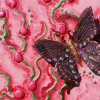 Collage RETRO-SCHMETTERLING Acrylbild Malerei mit Acrylfarben im Shabby-Style handgefertigter Schmetterling aus Metall Bild 8