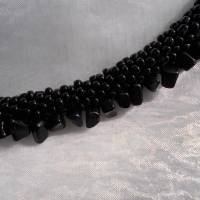 Kette  *out*in* schwarz Black Onyx  gehäkelte Halskette Perlenkette Glasperlen Rocailles Bild 1