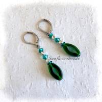 Ohrringe grün silber, mit ovalen böhmischen Tablecut Perlen Bild 1