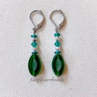 Ohrringe grün silber, mit ovalen böhmischen Tablecut Perlen Bild 2